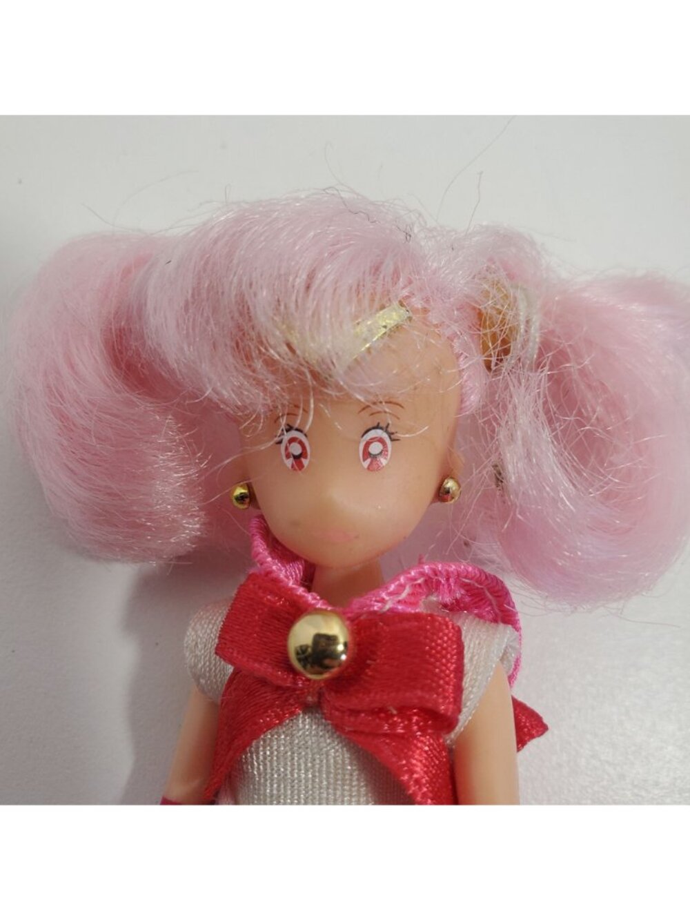 Chibi Moon 1997 5 Inch Doll Pink Hair Red White Removable Outfit Sailor - Picture 11 of 11
